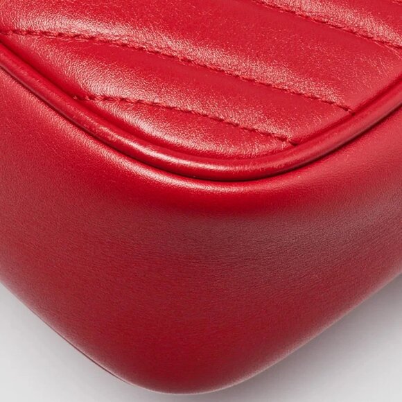 Gucci Red Quilted Leather Marmont Metalasse Small Camera Bag - Picture 4 of 12